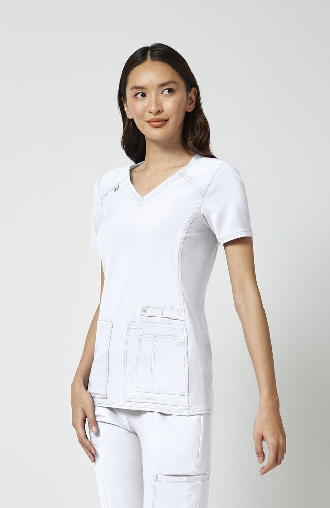 Cherokee Medical iFlex Women's V-Neck Knit Panel Solid Scrub Top