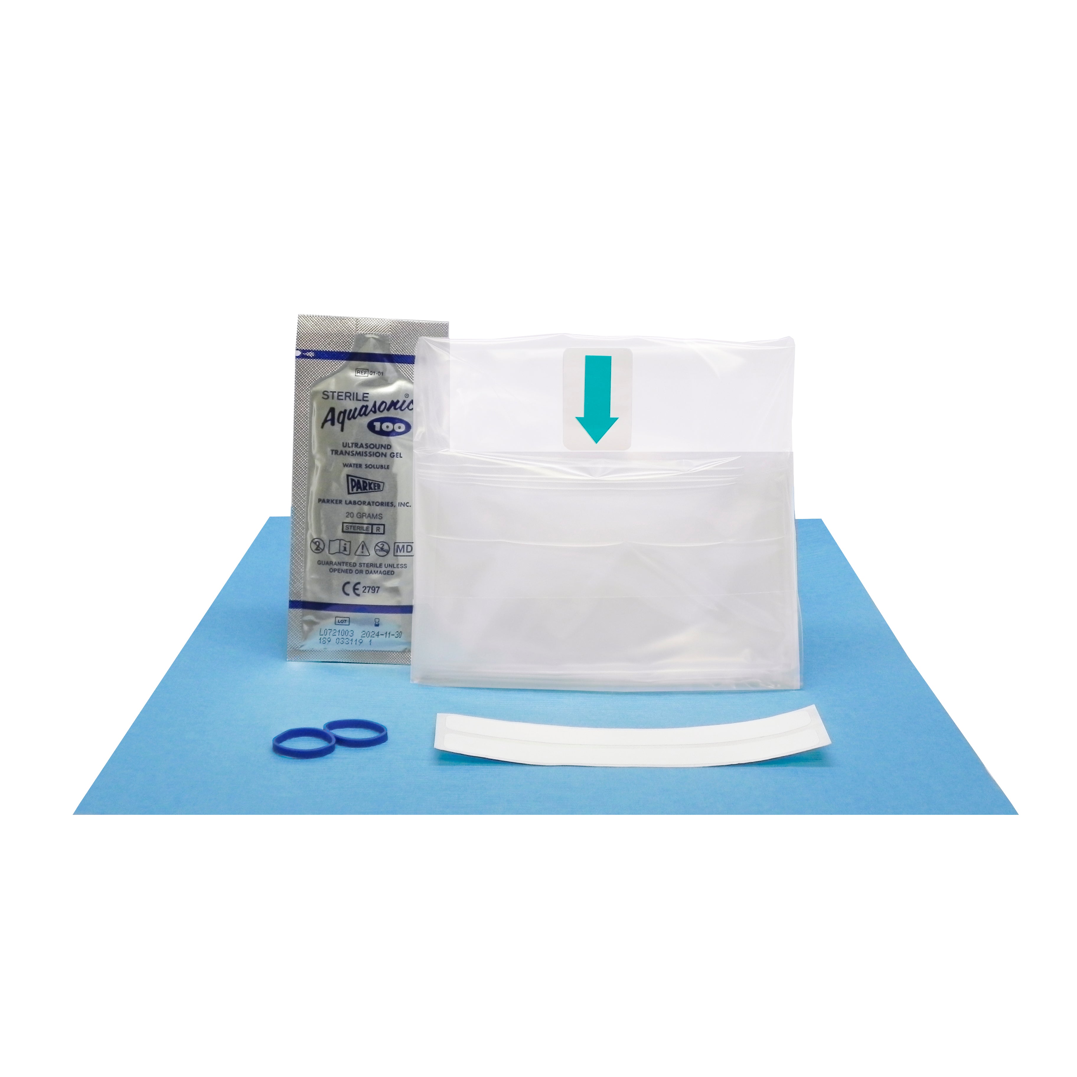 Aspen Surgical-1-519-2696 Cuffed Surgical Probe Cover Kit, 6"-3-5/8" x 96", 3D, Sterile Gel, (2) Tapes, (2) Bands, Sterile, 24/bx (US Only) (Not Available For Sale into Canada)
