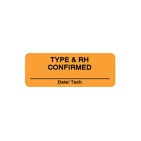 Marketlab-102049 Blood Bank Type & Rh Confirmed Label, 470/pk