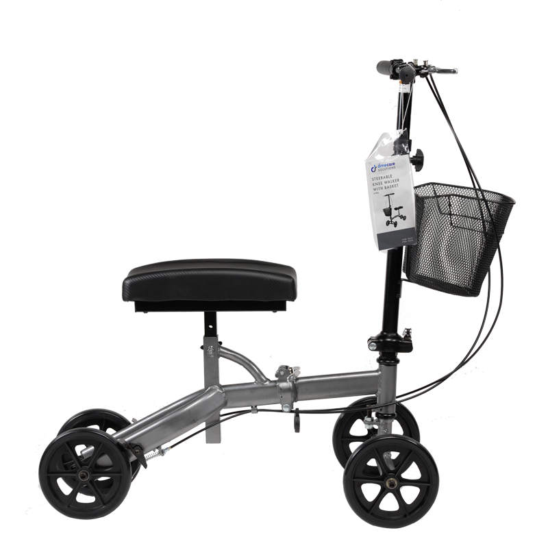 Dynarex Steerable Knee Walker with Basket Steel