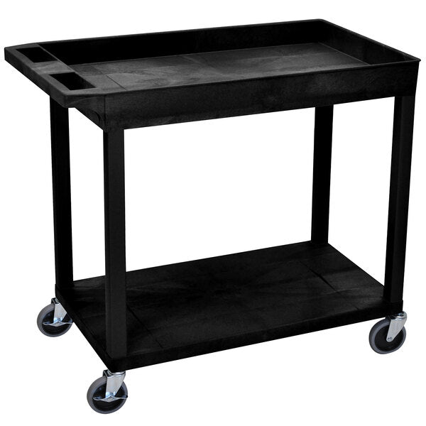 Luxor One Tub and One Flat Shelf Utility Cart - 32" x 18"