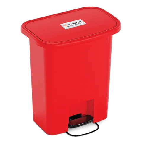 Marketlab-108292 Step-On Plastic Waste Receptacles, 8gal • Red, 1/ea