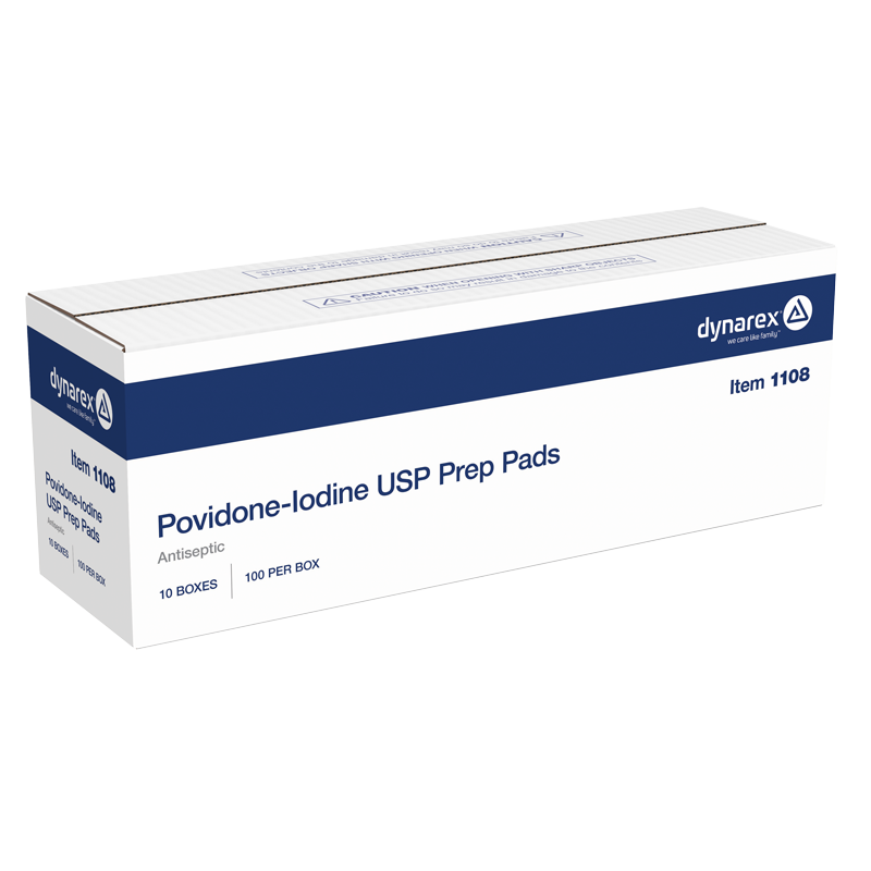 Dynarex-1108 Povidone-Iodine Prep Pad - Medium (100/bx 10bxs/cs)