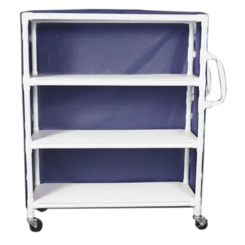 Newmatic Medical/Marketlab Wide 3-Shelf Linen Cart with Mesh or Vinyl Cover