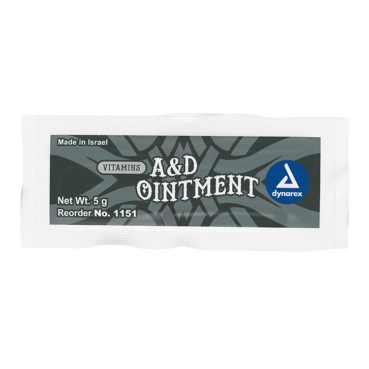 Dynarex-1151 5 gm Slight Yellowish Tint Skin Protectant Vitamins A&D Ointment without Lanolin - 144/Box 6 Box/Case