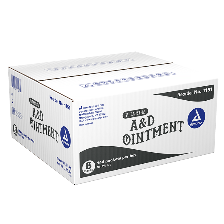 Dynarex-1151 5 gm Slight Yellowish Tint Skin Protectant Vitamins A&D Ointment without Lanolin - 144/Box 6 Box/Case