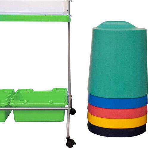 Luxor-STKSTOOL 5 TailFin Plastic Stackable Stools (Navy Cobalt Yellow Raspberry Jade)