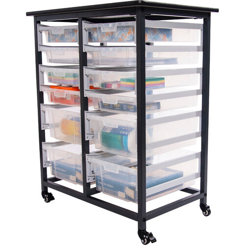 Luxor-MBS-DR-8S4L-CL Mobile Bin Storage Unit - Double Row with Large and Small Clear Bins