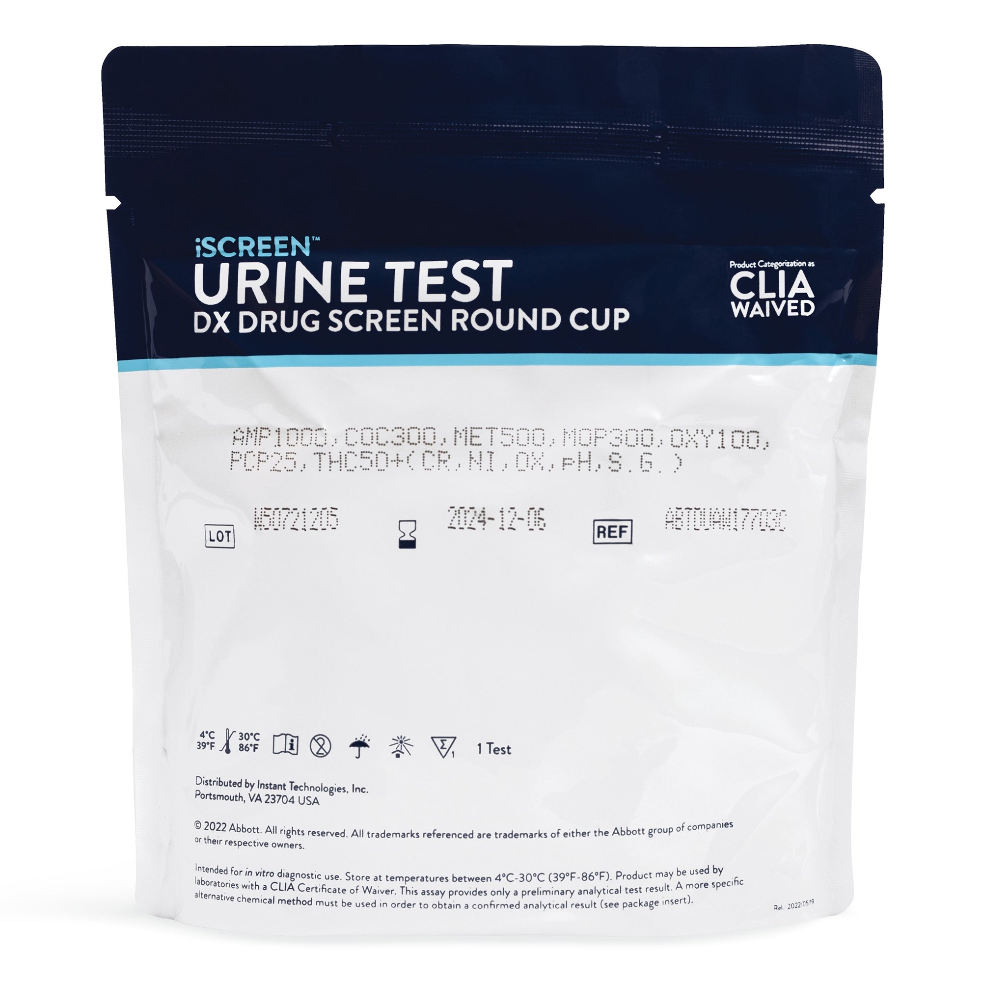 Abbott Toxicology-ABTDUAW114702B Alere Toxicology Iscreen® Round Cup Urine Drug Test (25/BX)