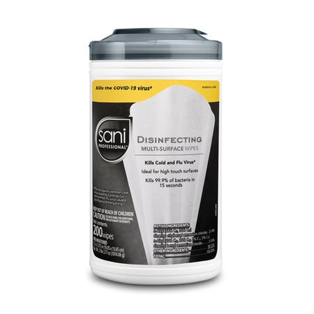 PDI-P22884 Disinfecting Multi-Surface Wipe, 7½" x 5⅜", White (200/Canister, 6 Canister/Case)