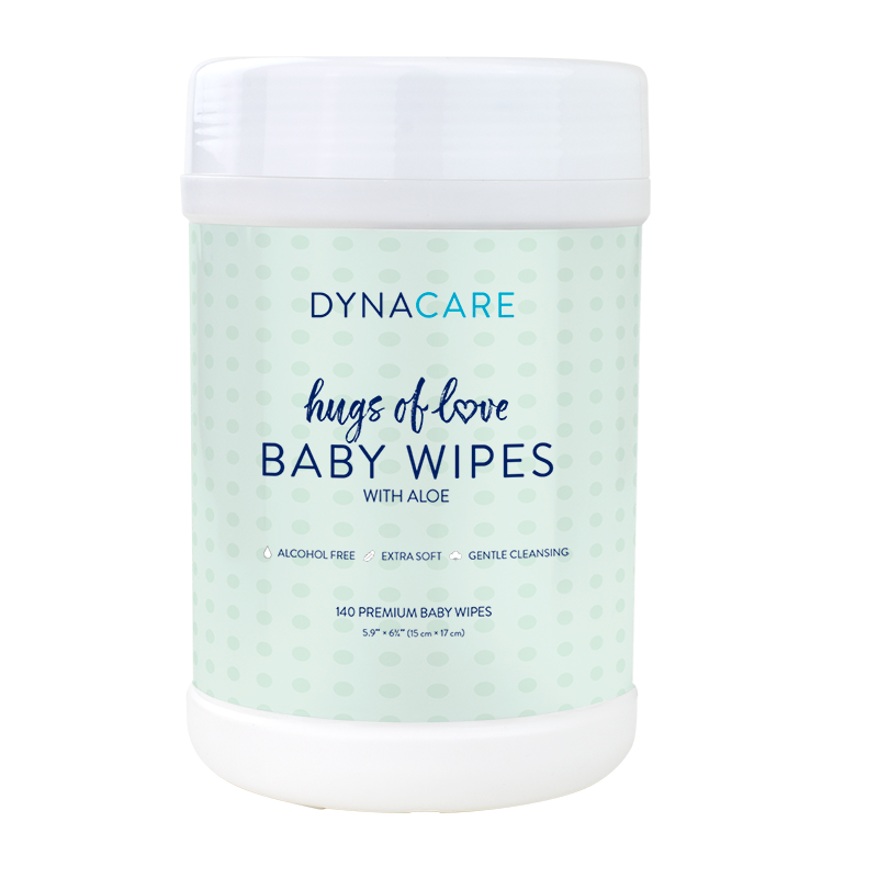 Dynarex-1313 Hugs of Love Baby Wipes Scented w/ Aloe 6" x 6.75" (140 wipes/Canister, 12 Canisters/cs)