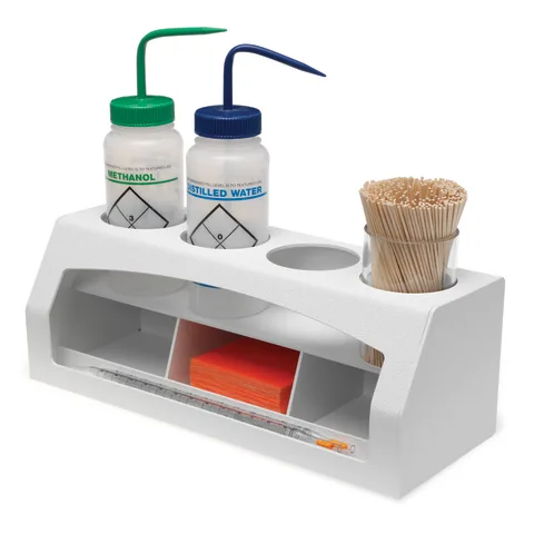 Bowman Dispensers/Marketlab-13226 Quad Bottle Holder with Storage • 15.75"W x 6"D x 5.75"H