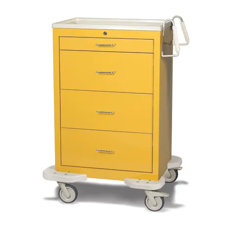 Marketlab-13388 Yellow/Yellow Classic Isolation Cart with Key Lock • 32"W x 25"D x 46.5"H, 4-Drawer (one 3", three 9"), 1/ea