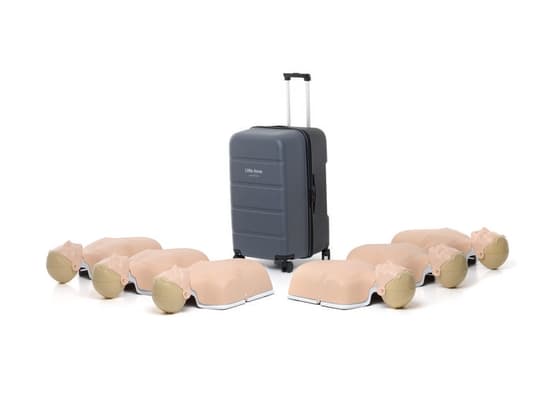 LAERDAL-135-01350 Little Anne LIGHT 6-pack NEW: 6 stackable manikins (Light), 6 Manikin faces, 60 manikin filters, 12 AA batteries, 24 manikin wipes, 1 wheeled suitcase, 1 User Guide, 1 Warranty, 1 Important Product Information