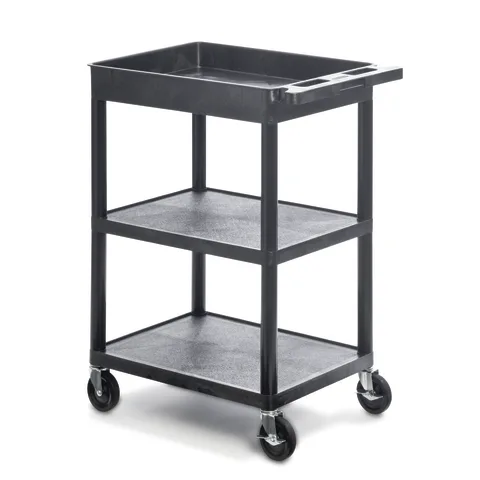 Marketlab Luxor Plastic Utility Cart with One Tub & Two Shelves