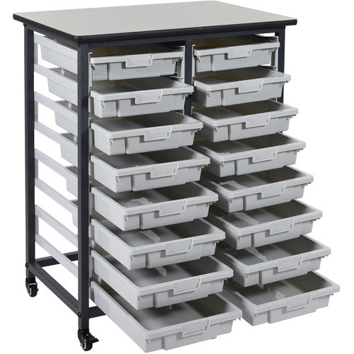 Luxor-MBS-DR-16S Double Row Mobile Bin Storage Unit (Small Bins)