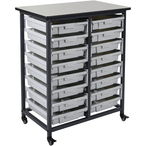 Luxor-MBS-DR-16S Double Row Mobile Bin Storage Unit (Small Bins)