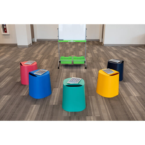Luxor-STKSTOOL 5 TailFin Plastic Stackable Stools (Navy Cobalt Yellow Raspberry Jade)
