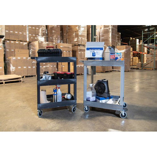 Luxor-SEC11-B 24 x 18" 2-Shelf Plastic Utility Tub Cart (Black)