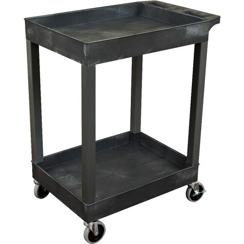 Luxor-SEC11-B-OUTRIG 24 x 18" Plastic Utility Tub Cart (2 Shelves, Black)