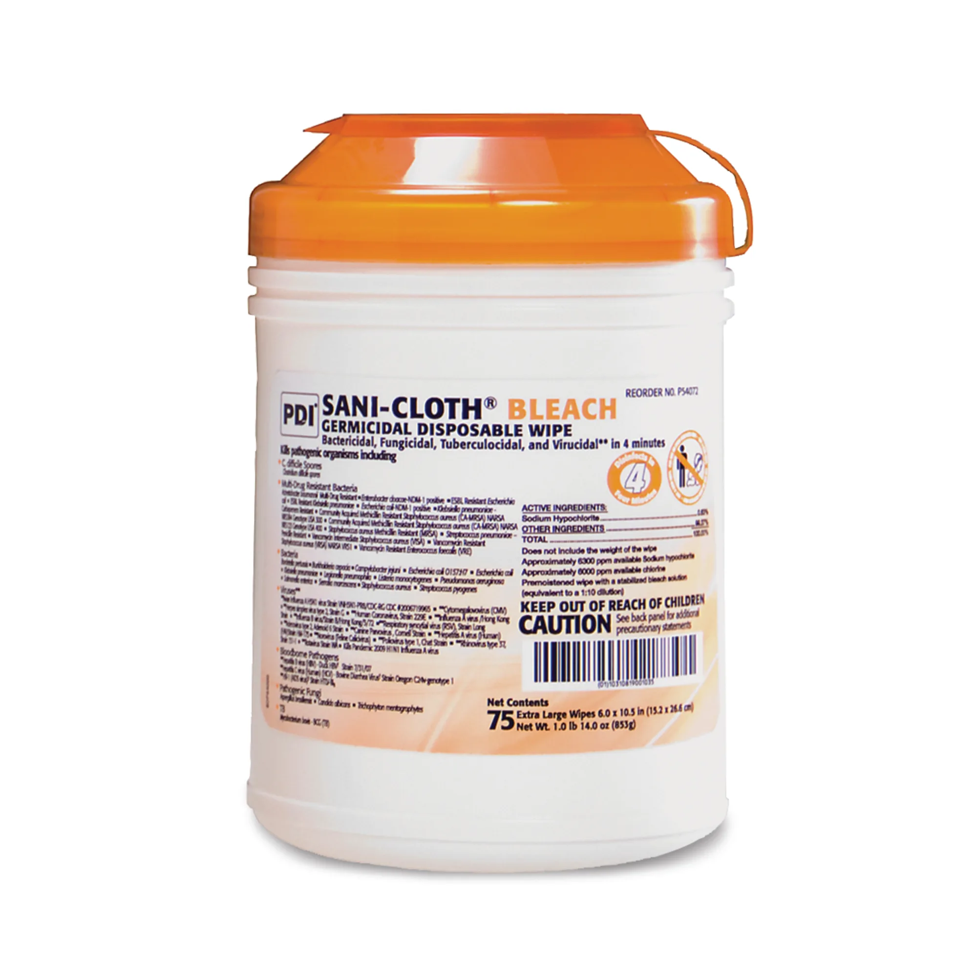 Marketlab-15951 Sani-Cloth® Germicidal Wipes, Bleach • 1:10 Dilution • 75/canister, 1/ea