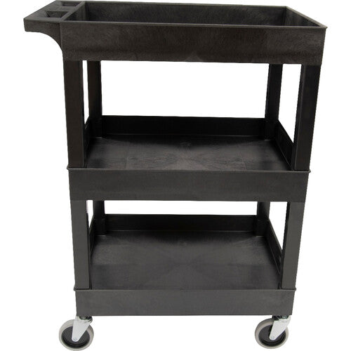 Luxor-SEC111HD-B 24 x 18" 3-Shelf Plastic Utility Cart (Black)
