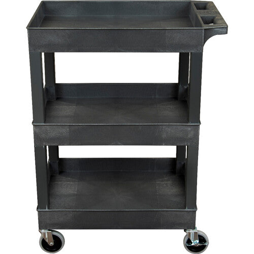 Luxor-SEC111HD-B 24 x 18" 3-Shelf Plastic Utility Cart (Black)