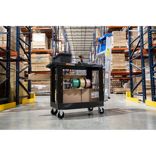 Luxor-EC21-NDUST-B Heavy-Duty Industrial Cart with One Flat Shelf and One Tub Shelf (32 x 18")
