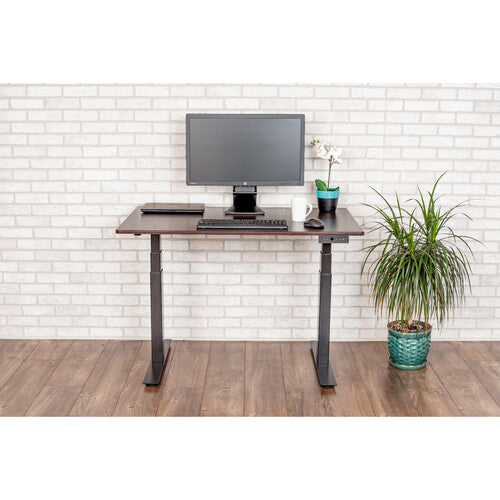 Luxor-STANDE-48-BK/DW 48" Electric Standing Desk (Dark Walnut, Black Frame)