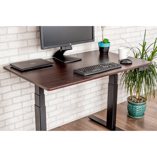 Luxor-STANDE-48-BK/DW 48" Electric Standing Desk (Dark Walnut, Black Frame)