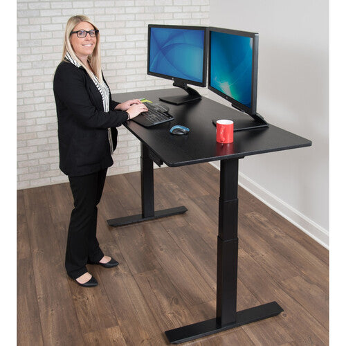 Luxor-STANDE-60-BK/BO 3-Stage Dual Motor Electric Standing Desk (60", Black Oak, Black Frame)