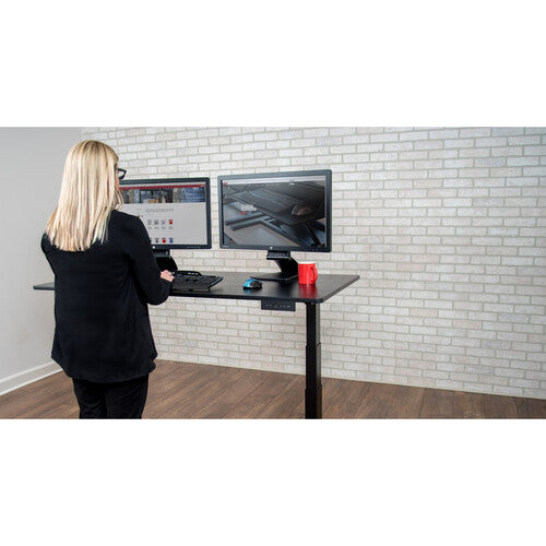 Luxor-STANDE-60-BK/BO 3-Stage Dual Motor Electric Standing Desk (60", Black Oak, Black Frame)