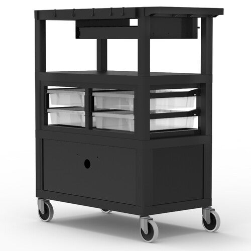 Luxor-ECMBSKBC-B 32 x 18" Deluxe Teacher Cart with Locking Cabinet & Storage Bins