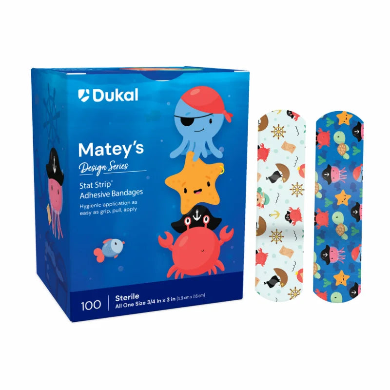 Dukal Corporation-16710 Stat Strip® Adhesive Bandage, Matey's, 3/4" x 3", Sterile (100/bx, 12 bx/cs)
