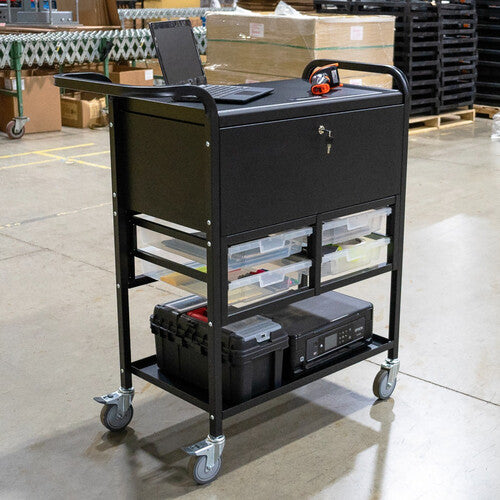 Luxor-UCWS003 File Cart with Locking Cabinet and Storage Bins
