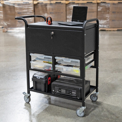 Luxor-UCWS003 File Cart with Locking Cabinet and Storage Bins