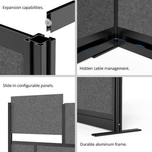Luxor-MW-5348-FWCGWB Modular Room Divider Starter Wall (53" x 48", Black)