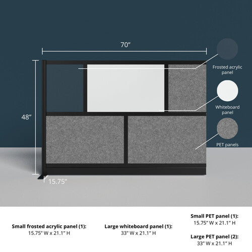 Luxor Modular Room Divider Add-On Wall with Whiteboard (70 x 48")