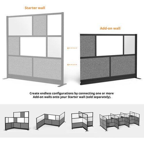 Luxor Modular Room Divider Add-On Wall with Whiteboard (70 x 48")