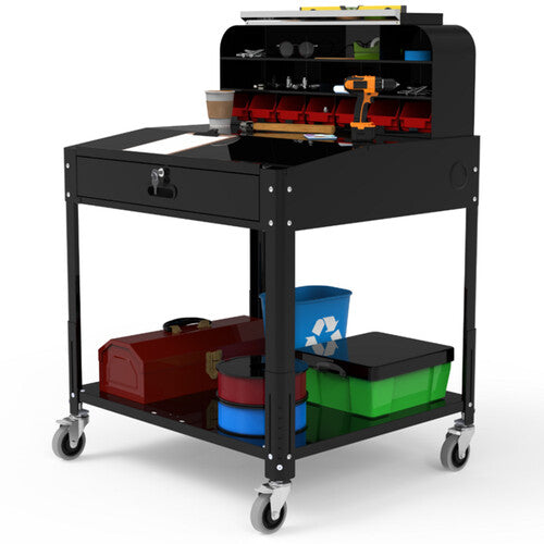 Luxor-DTWS002 Height Adjustable Shop Desk With Bins