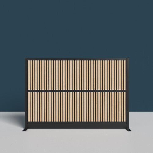 Luxor-MW-7048-WB Grove Modular Wall with Wood Slats and Black Frame (70 x 48")