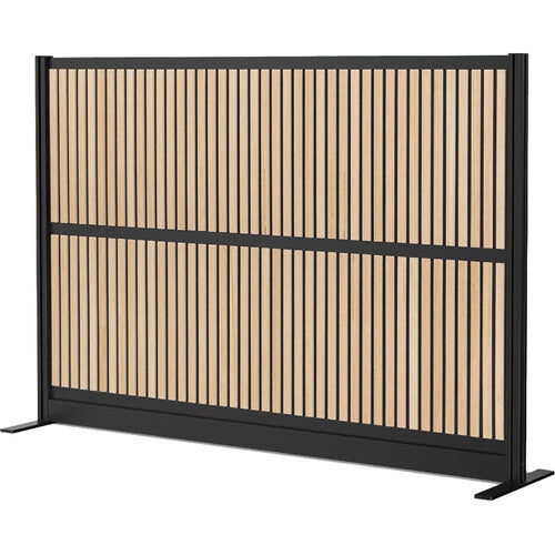 Luxor-MW-7048-WB Grove Modular Wall with Wood Slats and Black Frame (70 x 48")