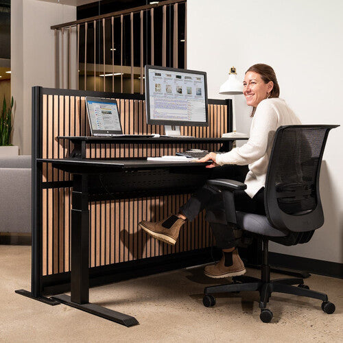 Luxor-MW-7048-WB Grove Modular Wall with Wood Slats and Black Frame (70 x 48")