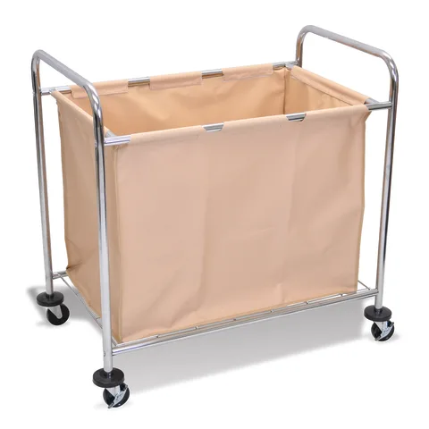 Marketlab-17949 Steel and Canvas Bulk Linen Cart • 38.5"W x 24.75"D x 36.5"H, One Compartment • Tan, 1/ea
