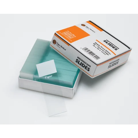Marketlab-18089-WH White Frost Slides, 90° Ground Edge • Single Frost, 720/pk
