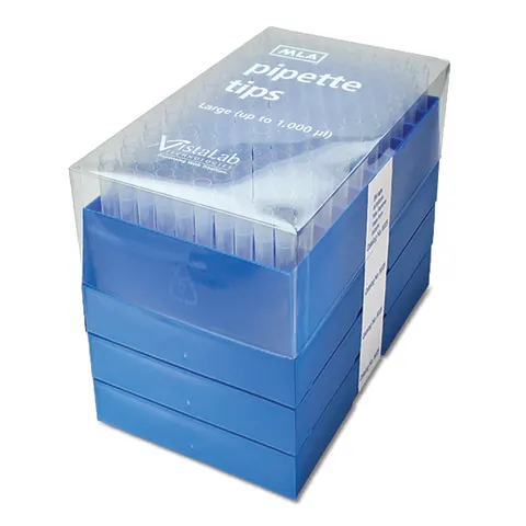Marketlab-19633 Non-Sterile • Certified RNase/DNase free, 201-1250µL • 200 Tips/Rack, 3 Racks/Pack, 600/pk