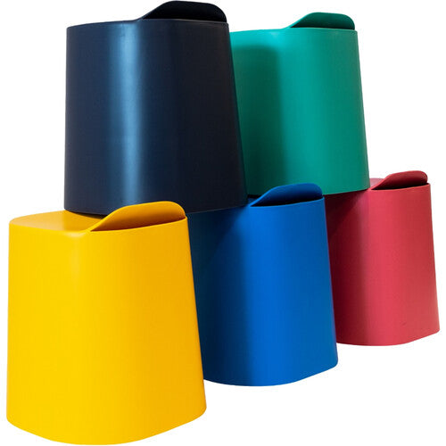 Luxor-STKSTOOL 5 TailFin Plastic Stackable Stools (Navy Cobalt Yellow Raspberry Jade)