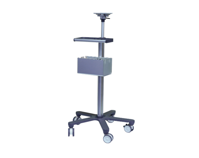 Luxury trolley with metal base, 5 locking casters, basket, and handle. Includes mounting plate