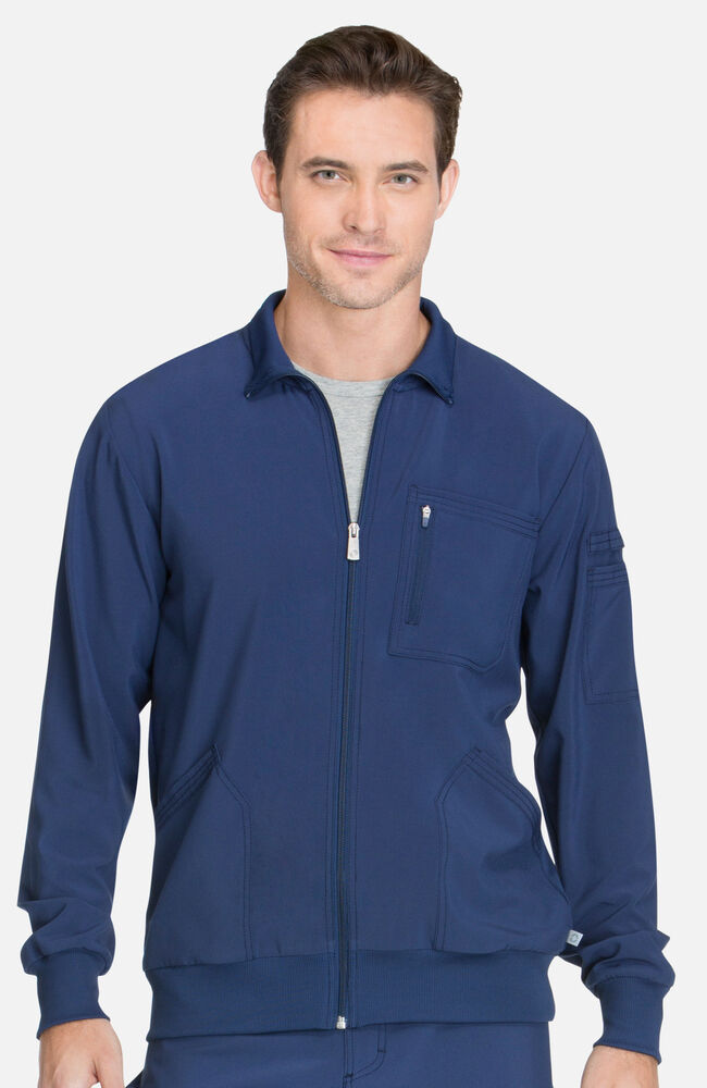 Infinity Men's Zip Front Rib Panel Scrub Jacket