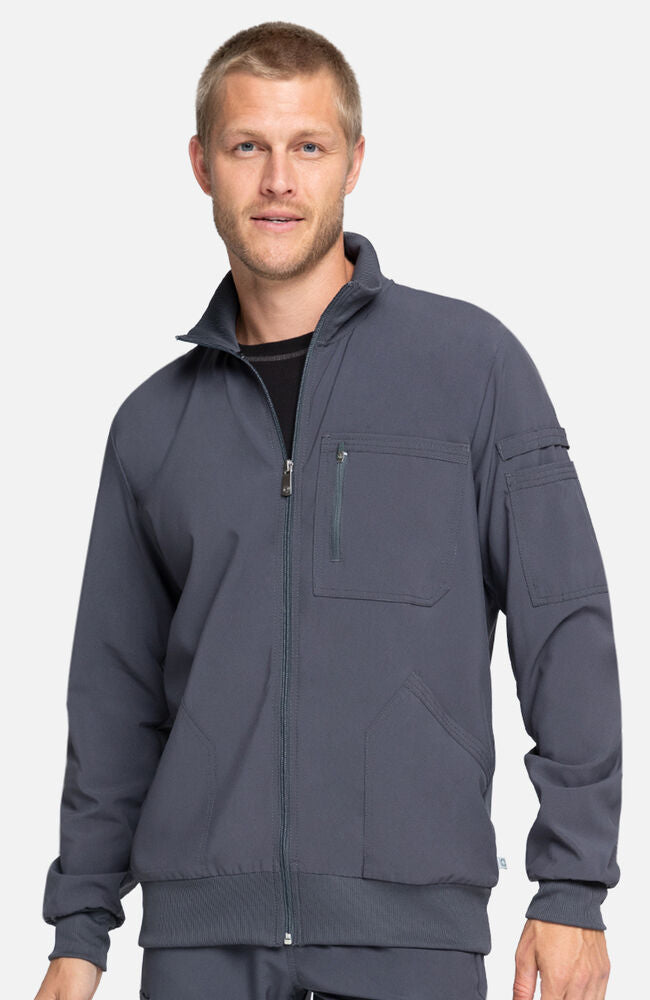 Infinity Men's Zip Front Rib Panel Scrub Jacket